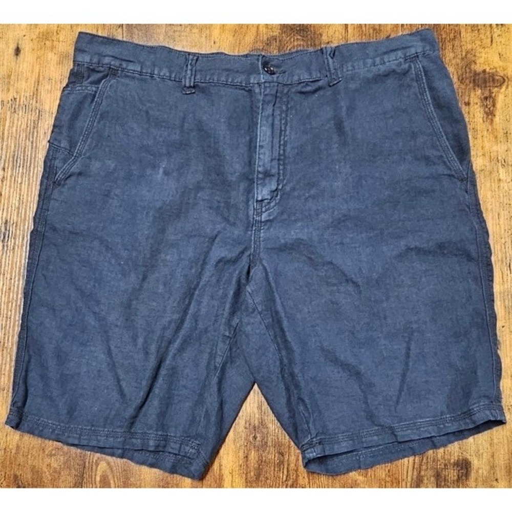 John Varvatos Men's Johnny Navy Blue Linen Shorts Size 38x10